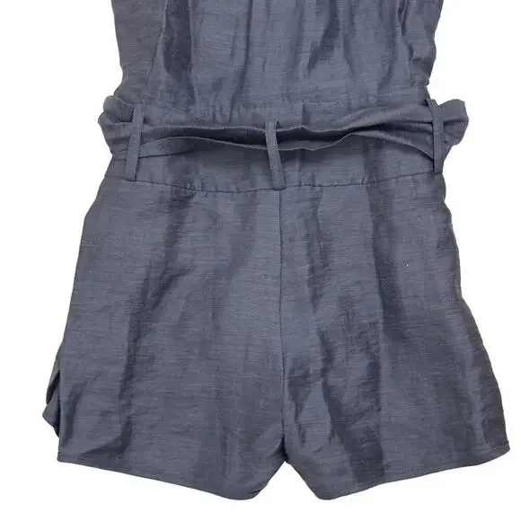 REISS MURPHY HEMP BLEND SLEEVELESS PLAYSUIT ROMPER IN NAVY NWT WOMEN'S SIZE‎ 2